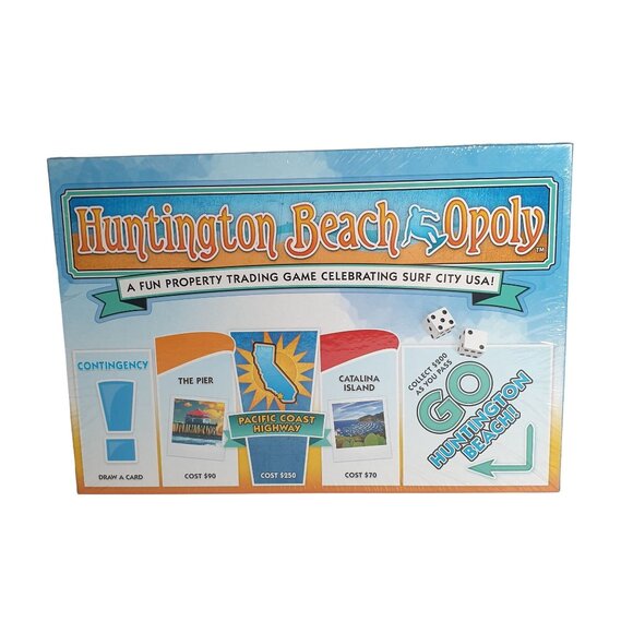 Huntington Beach-Opoly Board Game Night Surf City Property Trading New Florida - Picture 1 of 3